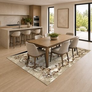 RUGS DEPOT LXDP-0484 Wholesale Beige Brown Marble Effect Digital Printed Machine Washable Chenille Area Rug Non <b>Slip</b> - Product Image 4