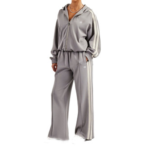 Ensemble de survêtement à capuche zippé pour femmes, tissu extensible doux, ensemble jogging deux pièces pour la vente en gros, approvisionnement OEM - Product Image 1