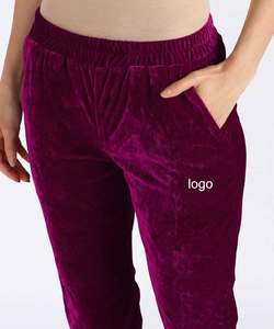 Survêtement en velours pour femmes violet foncé velours velours survêtements deux pièces ensemble hiver femmes entraînement unisexe 2 pièces pantalon survêtement ensemble - Product Image 3