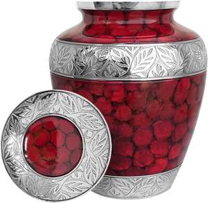 Urna Funeraria de Metal Rojo Premium para Adultos, Acabado Caoba, Directo de Fábrica OEM, Urna Conmemorativa para Cenizas, Recuerdo Funerario, Venta al Por Mayor - Product Image 2