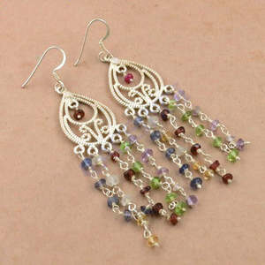 Pendientes de Plata 925 con Piedras Preciosas Colgantes, Accesorio de Moda para Mujer - Product Image 1