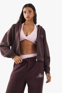 Gran oferta, Sudadera con capucha BoxyZip con guión de contraste para mujer con hombros caídos de Chocolate, sudaderas con capucha antiarrugas y transpirables para mujer - Product Image 5