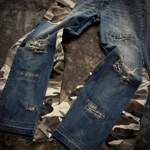 2025กางเกงยีนส์ขายาวสำหรับผู้ชายผ้าฝ้าย100% ลาย Paisley ระบายอากาศได้ผ้าฮิปฮอปปรับแต่งได้ - Product Image 2