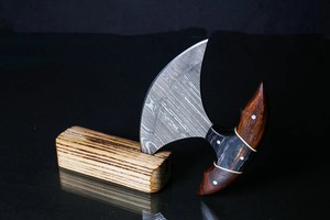 Couteau de cuisine professionnel ambidextre en acier de Damas et acier au carbone, forgé sur mesure, avec support en bois, idéal pour trancher, fabrication artisanale OEM - Product Image 2