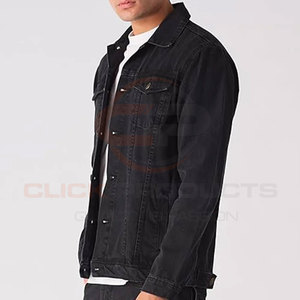 Meilleures ventes à bas prix Vestes en jean pour hommes Veste en jean en coton pour hommes Vestes en jean de couleur unie pour hommes - Product Image 2