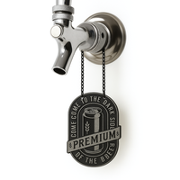 Accessoires de bar OEM, étiquette de robinet de bière en métal personnalisée avec chaîne suspendue