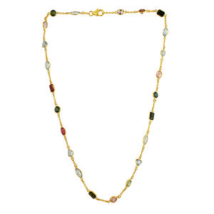 Natural <b>Amethyst</b> Garnet Gemstone <b>Necklace</b> Gold Plated 925 Sterling Silver Bezel Set <b>Necklace</b> - Product Image 5