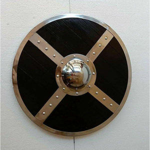 Escudo redondo de madera vikingo hecho a mano, escudo Medieval listo para batalla, recreación histórica, Escudo de Cosplay, decoración de pared para el hogar y la Oficina - Product Image 1