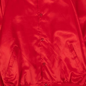 Chaqueta Bomber Vintage de Satén para Hombre, Roja, con Logotipo de Equipo Universitario, Cierre de Broches, Puños a Rayas, Estilo Retro, Chaqueta de Fútbol - Product Image 4