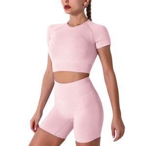Custom Logo <b>Comfy</b> Cotton Spring Summer design crop top and pocket biker shorts sets women two piece short set for women - Product Image 1