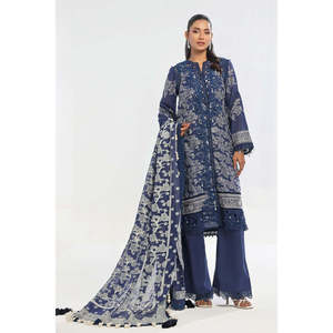 Traje Bordado de 3 Piezas sin Costuras Azul para Mujer, Incluye Top Adornado - Product Image 4