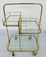 Chariot de bar de luxe moderne en acier inoxydable robuste sur roulettes, non pliable, à 2 niveaux, avec double rangement pour four à micro-ondes