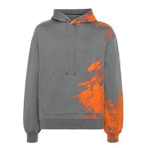 Sweat à capuche ample pour homme en coton 100% de haute qualité, imprimé numérique lavé, uni, style streetwear - Product Image 4