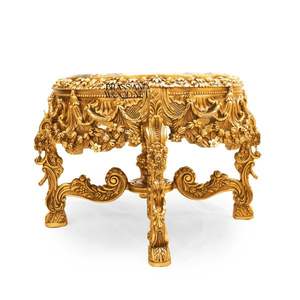 Mesa de entrada de lujo Royal con superficie de mármol y acabado tallado a mano en oro - Product Image 4