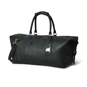 Sac de voyage en cuir, sac de week-end, avec fermeture à glissière pliable, sangle réglable, design durable, imperméable, noir - Product Image 1