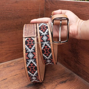 เข็มขัดลูกปัดลายไม้แบบตะวันตกพร้อมหัวเข็มขัดแบบถอดออกได้ออกแบบมาเพื่องานหนักสำหรับผู้ชายผู้หญิง - Product Image 3