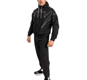 Conjunto de Chaqueta Cortavientos para Hombre, Tendencia de Invierno, Logotipo Personalizado, Impresión por Sublimación, Hombros Caídos, Dos Piezas, Forro Polar con Capucha, Transpirable - Product Image 1