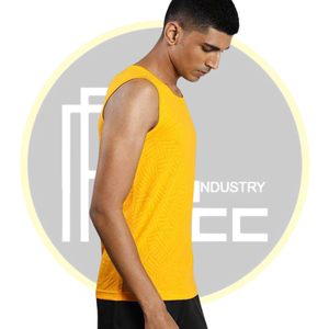 Débardeur sans manches jaune pour homme Gilet de gymnastique d'été respirant avec imprimé géométrique Vêtements de sport tricotés Fitness Vêtements d'entraînement décontractés - Product Image 4