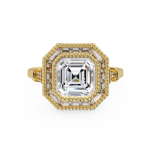 แหวนหมั้นเพชรทรงอัสเชอร์วินเทจ ฝังเพชรแล็บโกรว์ ขอบมิลเกรน ทองคำขาว 14K น้ำหนัก 3 กะรัต รับรองโดย IGI เครื่องประดับสั่งทำ ขายส่ง - Product Image 3