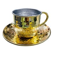 Ensemble de tasses à thé et soucoupes en laiton Tasse à café en relief Tasses et soucoupes Une prise facile pour les petites mains Articles de maison et de cuisine