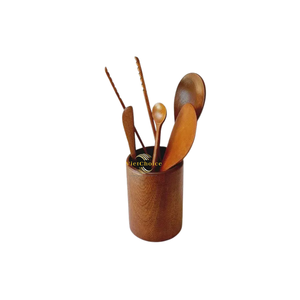 Soporte para palillos de madera natural hecho a mano, organizador de utensilios de madera maciza para cocina - Product Image 2