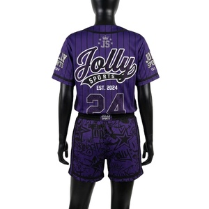 Women Baseball Short <b>Set</b> 180 GSM Premium Polyester <b>Mesh</b> Purple Black Pinstripe Jersey Shorts Custom Team Logo Women's <b>Sets</b> - Product Image 2