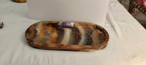 Plateau en résine de marbre de luxe Plateau ovale de style moderne fait à la main Artisanat unique Inde-Prix compétitif - Product Image 3