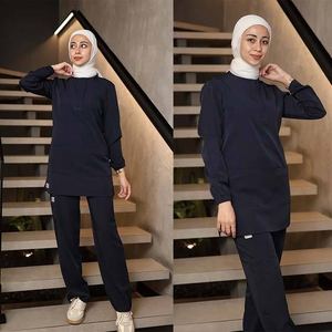 OEM Medical Muslim Scrub <b>Set</b> for Women Long Sleeve Spandex Stretch <b>Modest</b> Nursing Uniform - Product Image 4