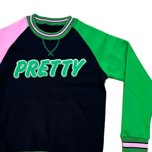 Sudadera de Chenilla de 3 Tonos, Bonita y Transpirable, con Cuello Redondo y Puños Acanalados, Antiarrugas y Antiretracción, para Invierno, en Rosa, Negro y Verde - Product Image 3