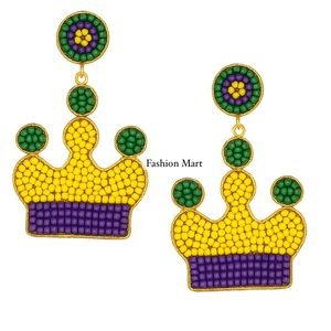 Custom Mardi Gras <b>Beaded</b> Earrings Wholesale - Product Image 5