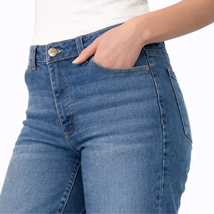 Jeans de Mezclilla Clásicos para Mujer, Cintura Alta, Corte Recto, Lavables, Estampado Digital Sólido, Vintage, Elegantes, para Invierno y Otoño - Product Image 6