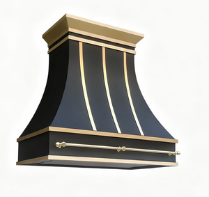 Özel Tasarım 48 İnç Siyah Paslanmaz Çelik Mutfak Davlumbazı Fransız Tarzı Pirinç Taç Askıları Perçinleri - Product Image 3