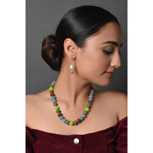 ลูกปัดฟักทองชุบทองวินเทจสุดหรูพร้อมชุดเครื่องประดับเพชรไข่มุกชั้นดีสำหรับเป็นของขวัญแต่งงานต่างหูลวดลายเรขาคณิต - Product Image 3