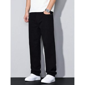 Jean en denim noir tendance pour homme, coupe droite moderne, jambe large, écologique, respirant, délavé, style vintage, tailles 26 à 40 - Product Image 3