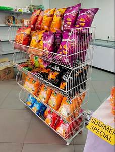 Estante para aperitivos montado en la pared de supermercado personalizado con diseño de fácil montaje para bolsas para aperitivos de alimentos envasados Pantalla de oblea - Product Image 6