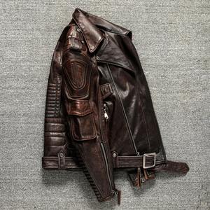 Chaqueta de Motociclista de Cuero y Lona con Cuello Alto, Estilo Urbano, Cosplay de Leon Kennedy, para Hombre, Casual, Elegante, Lisa - Product Image 3