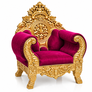 Luxury Maharaja Style Wedding sofa set Crown Style Wooden Sofa For Reception Decor Wedding <b>Loveseat</b> With Matching Chairs London - Product Image 2