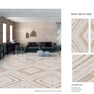 Carreaux de porcelaine aspect marbre brun de luxe 600x1200, polis et émaillés, grand format, pour sols et murs, pour intérieurs haut de gamme, projets - Product Image 1