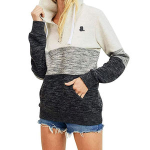 Ropa de calle personalizada, diseño propio, servicio OEM ODM, Sudadera con capucha de bloque de Color para mujer, novedad de 2024, sudaderas con cremallera a la venta - Product Image 1