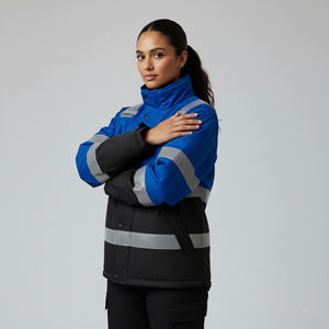 <b>Hi</b> <b>Vis</b> Winter Workwear Safety Vest Reflective Stripes Customized Logo ANSI Class 2 <b>Waterproof</b> LED Flash Men's 100% Polyester - Product Image 3