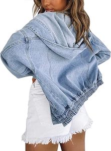 Veste en jean ample de luxe pour femme – Veste streetwear classique, tendance, coupe ample, style streetwear - Product Image 3
