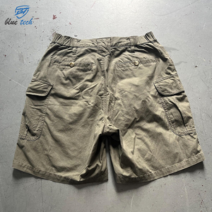 Shorts cargo en coton pour hommes, taille élastique, teinture unie, séchage rapide, haute qualité, streetwear décontracté d'été - Product Image 6