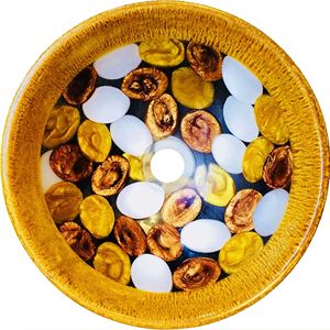 Bol en résine Lavabo en couleur brun clair et blanc Bol en bois et résine en ligne au meilleur prix Taille personnalisée fabriquée en Inde - Product Image 2