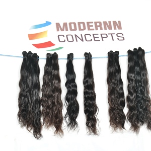 Vente en gros de cheveux humains indiens Remy lisses non traités et crépus, longs et ondulés pour femme noire, machine à double trame avec un doner vierge et temple - Product Image 6