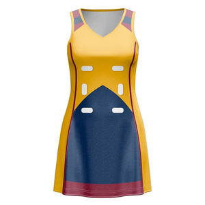 Women's Yellow Blue Sublimated Netball <b>Dress</b> Seamless Polyester Sportwear Casual <b>Dress</b> for Adults - Product Image 1