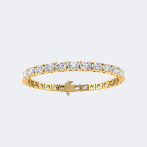 Pulsera de tenis de oro con diamantes cultivados en laboratorio de 9.30 quilates, corte ovalado y engaste de púas, color E, joyería genuina de alta gama para mujer - Product Image 3