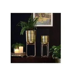 Pot de fleurs en métal Pot de fleurs en cuivre vert personnalisé pot de fleurs automatique - Product Image 4