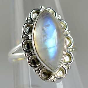 925 Sterling Silver Rainbow Moonstone <b>Statement</b> <b>Ring</b> Handmade Boho June Birthstone Jewelry 18K Perfect Gift for Her Birthday - Product Image 3