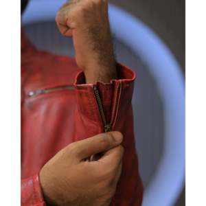 Reddish Genuine <b>Leather</b> <b>Jacket</b> (Sf008) Vintage Puffer Style Stand Hood Zippered Closure Reversible Pattern for Spring Autumn - Product Image 5