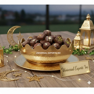 Bol à chocolat martelé en métal avec assiette, forme ronde, design original, nouveau bol à bonbons, dernière collection Ramadan, bol à chocolat fantaisie - Product Image 4